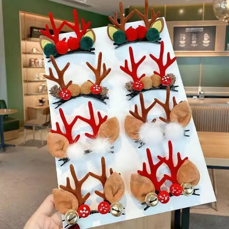 新年头饰圣诞节鹿角发夹毛毛小卡子成人搞怪网红发卡森女系发饰