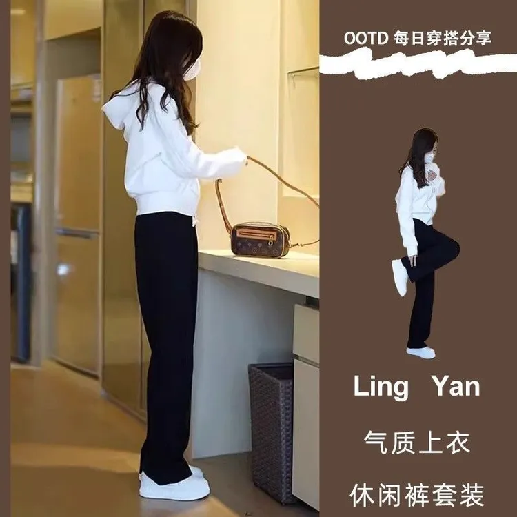 2025秋季新款御姐炸街时尚女装休闲连帽卫衣高级感显瘦遮肉两件套