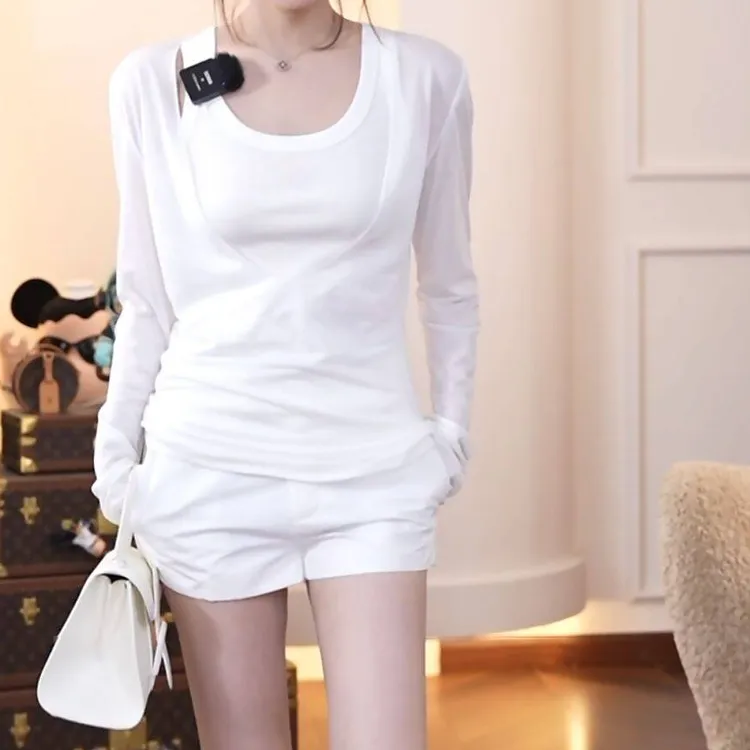 2025夏季时尚个性气质白色百搭宽松T恤100天丝罩衫防嗮衣薄款外搭