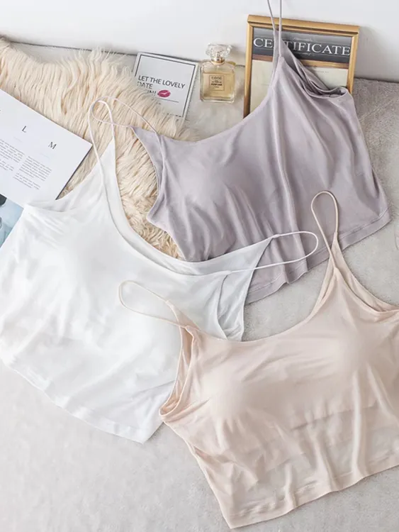 100%桑蚕丝美背内衣女带胸垫吊带背心打底内搭宽松防走光抹胸文胸