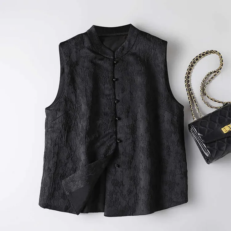 秋冬中式经典国风禅意真丝马甲 100%桑蚕丝填充软糯舒适保暖背心