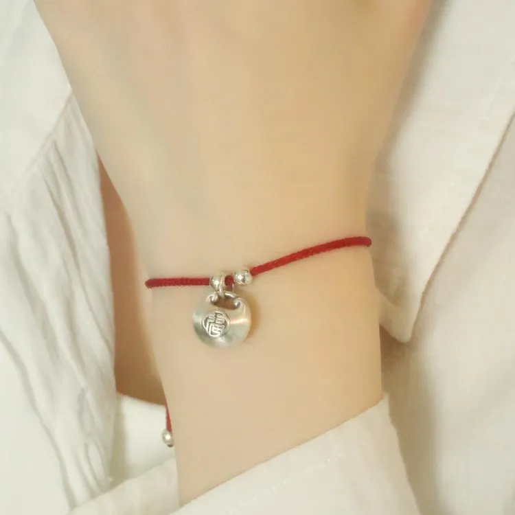 足银手链 【平安锁】2024秋冬上新手工编织复古学生简约百搭手链