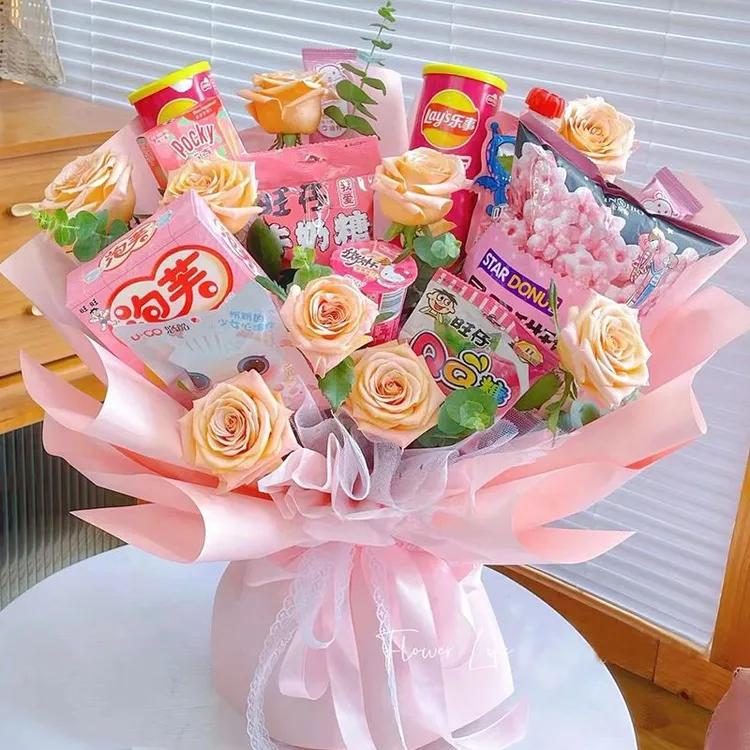 【童心未泯】六一儿童节零食花束玫瑰鲜花草莓熊抱抱桶同城配送上门