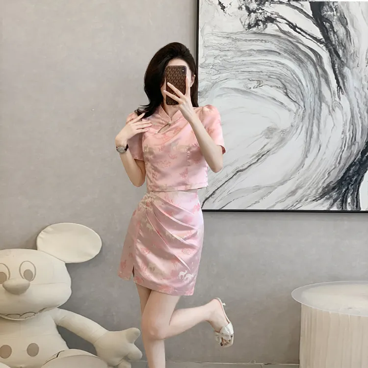 新中式国风旗袍改良套装女2024年夏季新款高级感复古半身裙两件套