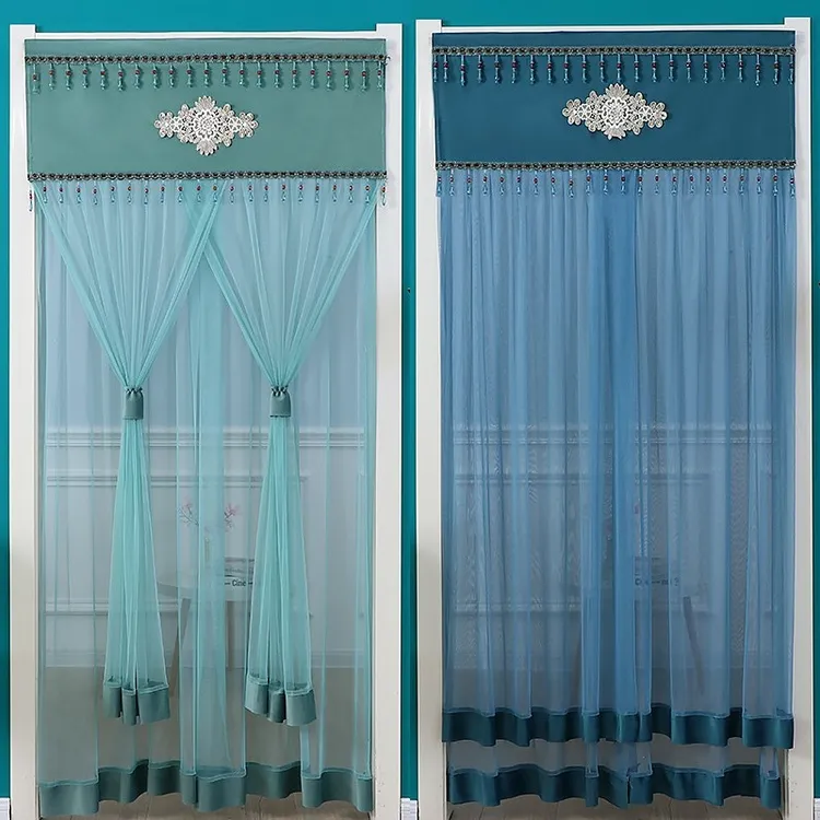 双层分门帘纱帘卧室客厅遮挡帘四季通用免打孔防蚊虫帘加厚