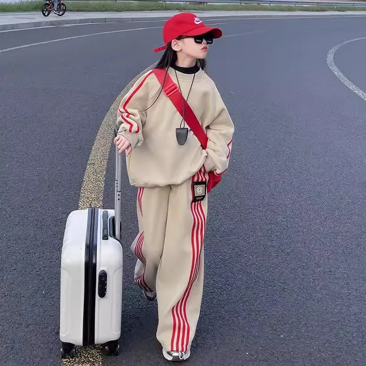 女童运动套装春秋2025新款洋气儿童秋装休闲衣服女大童潮酷两件套