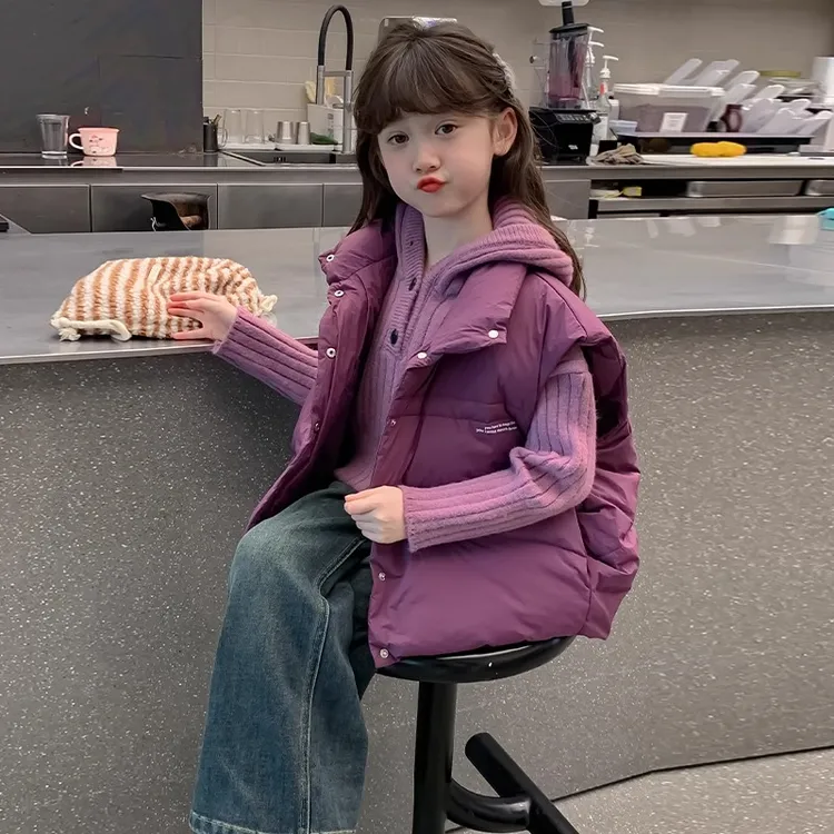 女童冬加厚外穿背心坎肩潮酷装棉马甲外套2025新款儿童洋气秋冬季