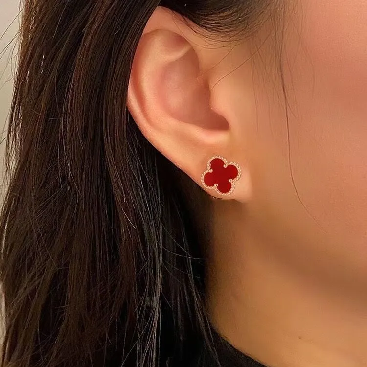 钛钢耳饰 红色 轻奢小众时尚百搭13mm耳钉（送礼盒）A100