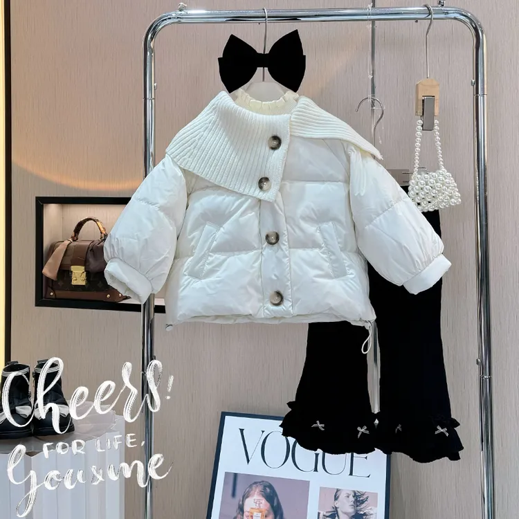 【现货】女童冬装棉服外套新款洋气加厚棉袄女童套装时尚冬季棉衣