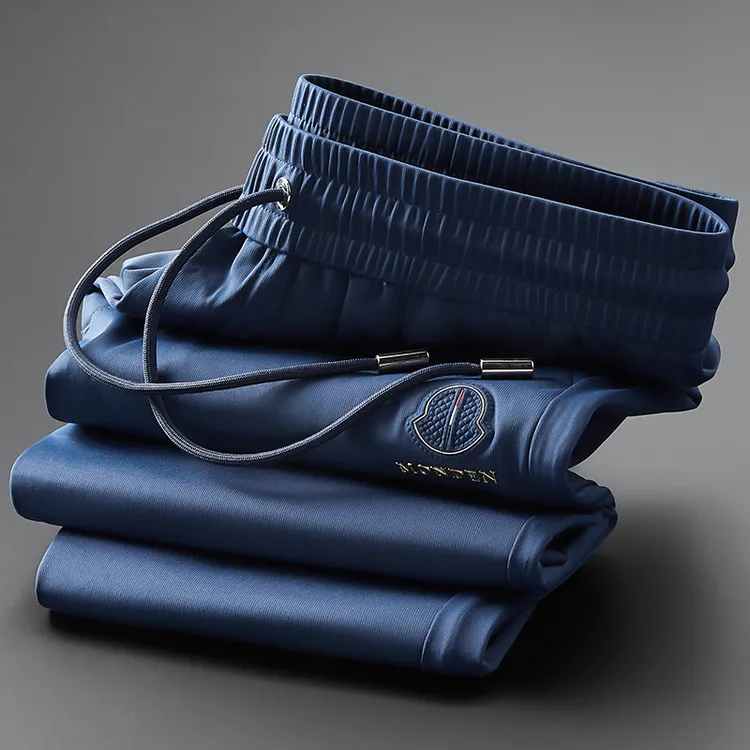 高级感丝滑冰感运动裤男夏季束脚修身小脚松紧压凸垂感休闲卫裤男