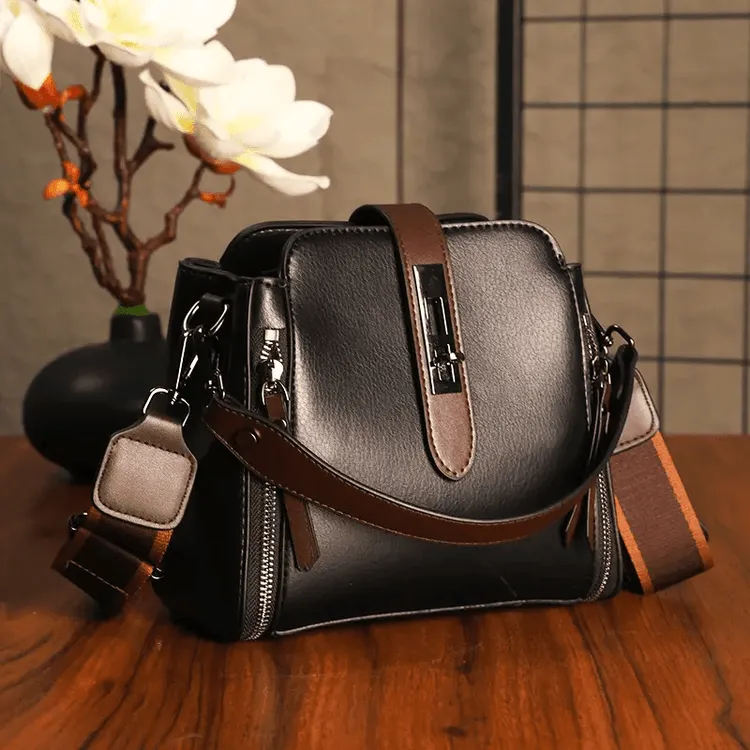 【轻奢专柜】2025四季款时尚高级感撞色优雅小众大容量水桶包斜挎包