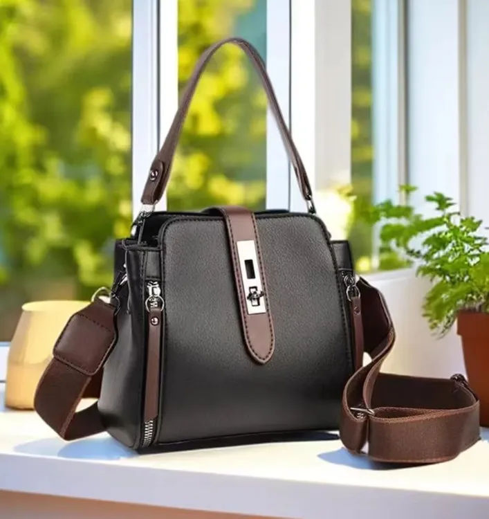 2025年新款时尚高级感撞色优雅小众大容量水桶包斜挎包