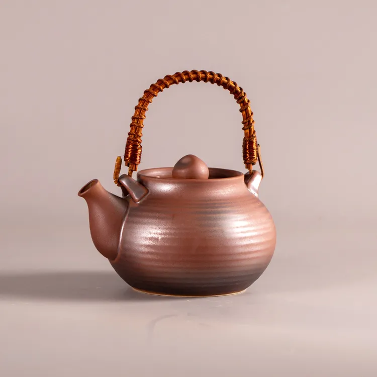 潮州粗陶手工白泥柴火烧窑变1.5升煮茶煮水甘甜提梁壶大容量复古