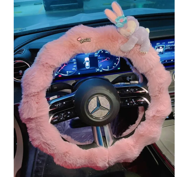 高级感冬天可爱保暖汽车方向盘套女神款毛毛加热防滑车载把套