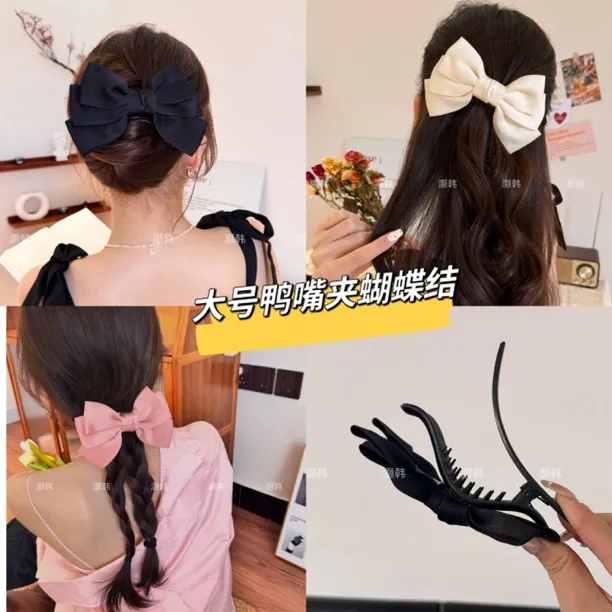 升级啦！可以全盘的蝴蝶结！新款甜美大号鸭嘴横夹 三层蝴蝶结发夹.