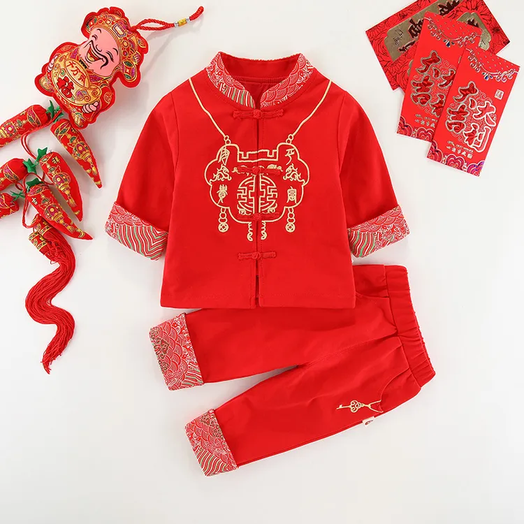 男宝宝周岁宴礼服秋装唐装婴童抓周服秋冬季新生婴儿百天衣服套装