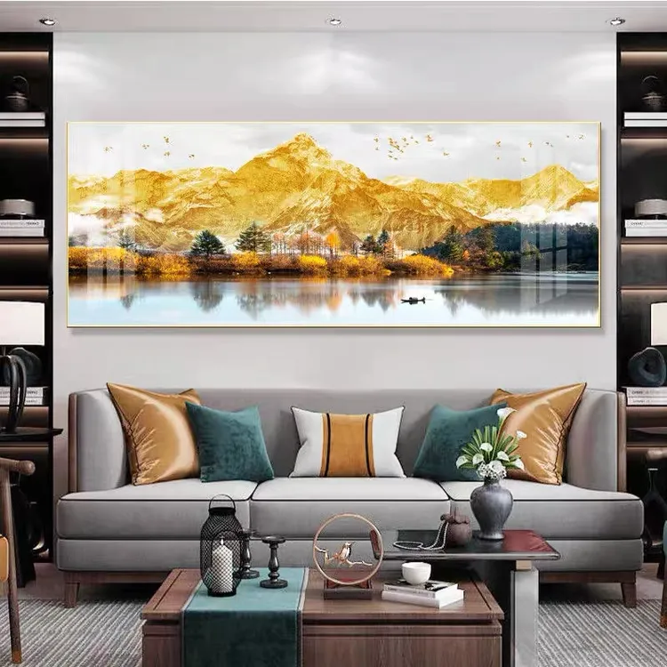 新款背靠金山客厅装饰画寓意好现代轻奢一整副沙发背景墙挂画壁画