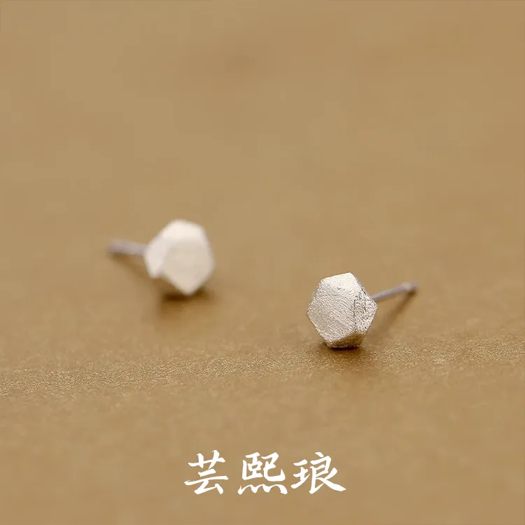 925银耳饰 s925银圆形切面耳钉甜美可爱耳环气质时尚小巧耳钉耳饰