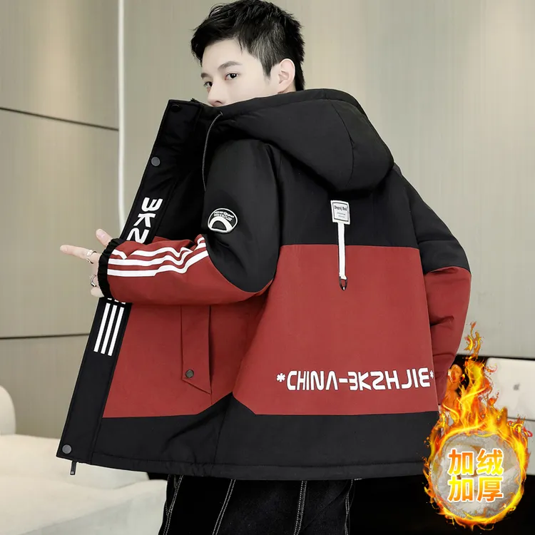 冬季青少年初中高中学生夹克男款秋冬款帅气加绒加厚男士保暖外套