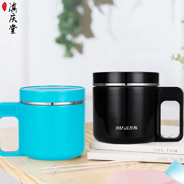 足银银制品  足银工艺杯雪花银侧把防烫银杯大容量送礼自用手工