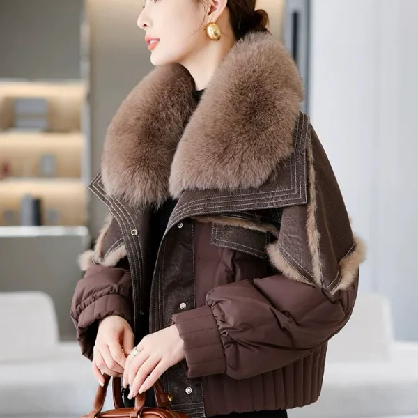 皮草外套兔皮毛一体外衣女2025冬装新品可拆卸狐狸毛领时尚短款