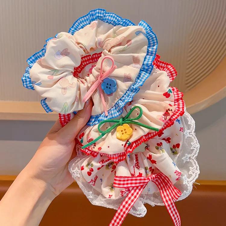 儿童甜美粉色大肠发圈扎头发女童皮筋高弹力不伤发小女孩头绳发饰