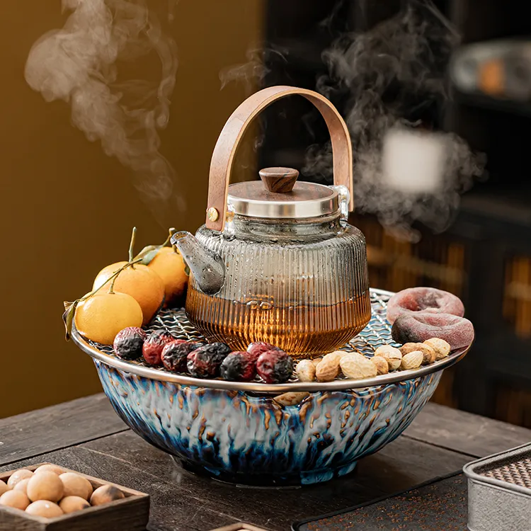 新款围炉煮茶烤火炉套装家用室内茶具煮茶器煮茶炉电陶炉器具全套