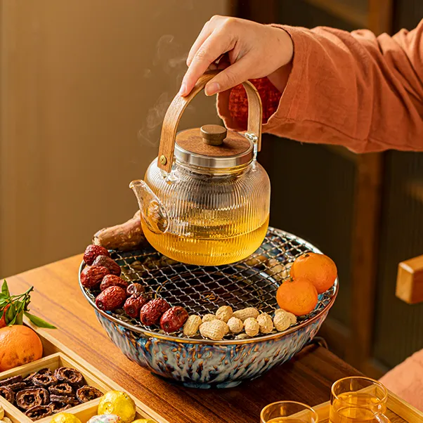 新款围炉煮茶烤火炉套装家用室内茶具煮茶器煮茶炉电陶炉器具全套