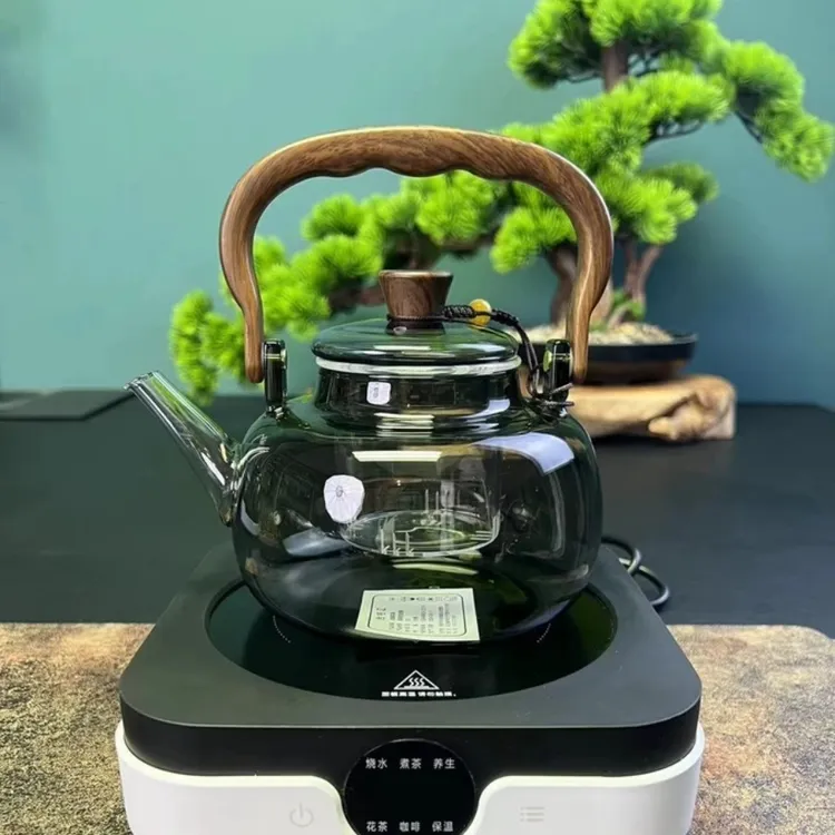 提梁壶大容量提梁壶胡桃木把耐高温高硼硅玻璃