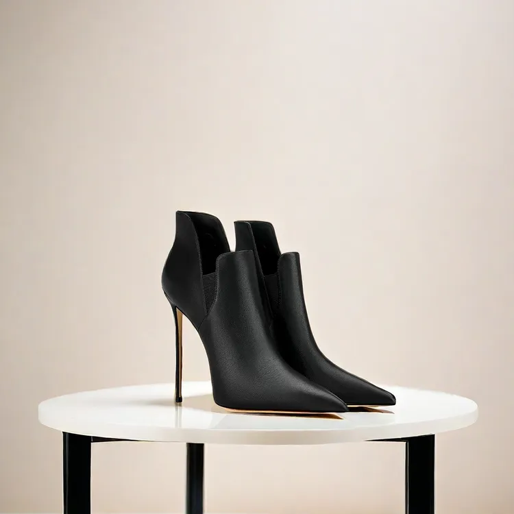 小个子洋气短靴爆款2025秋冬新款时髦百搭黑色气质流行高跟鞋女