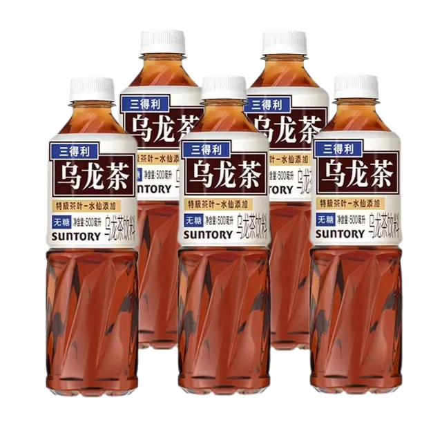 【5瓶】三得利无糖乌龙低糖乌龙橘皮乌龙多口味茶饮料500ml/瓶