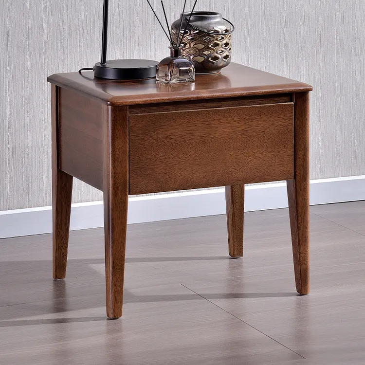 全实木床头柜胡桃木简约现代卧室家具收纳储物边柜家用