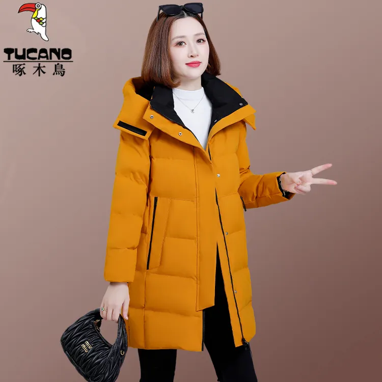 啄木鸟棉服女士冬季大衣外套2025新款棉衣时尚保暖中长款气质棉袄