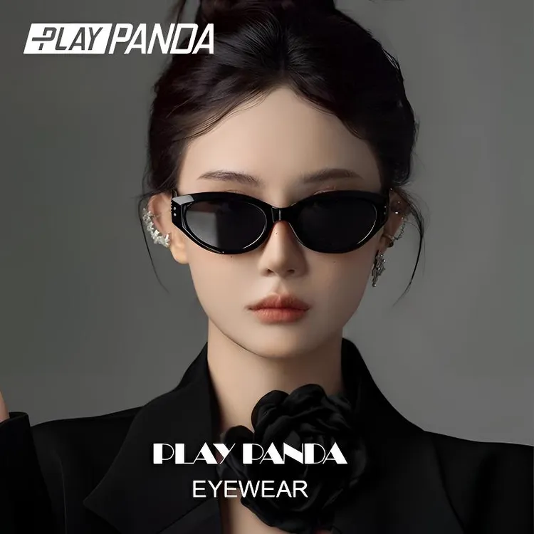 PLAYPANDA猫眼墨镜女方圆脸显小时尚近视偏光遮阳高级感太阳眼镜