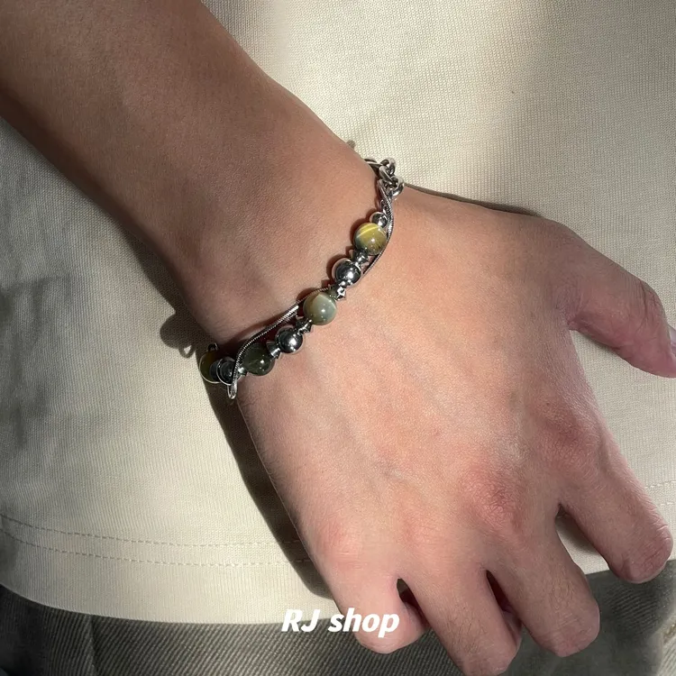 钛钢手链 RJ 新中式小众高级设计感国风钛钢双层百搭配饰男生饰品