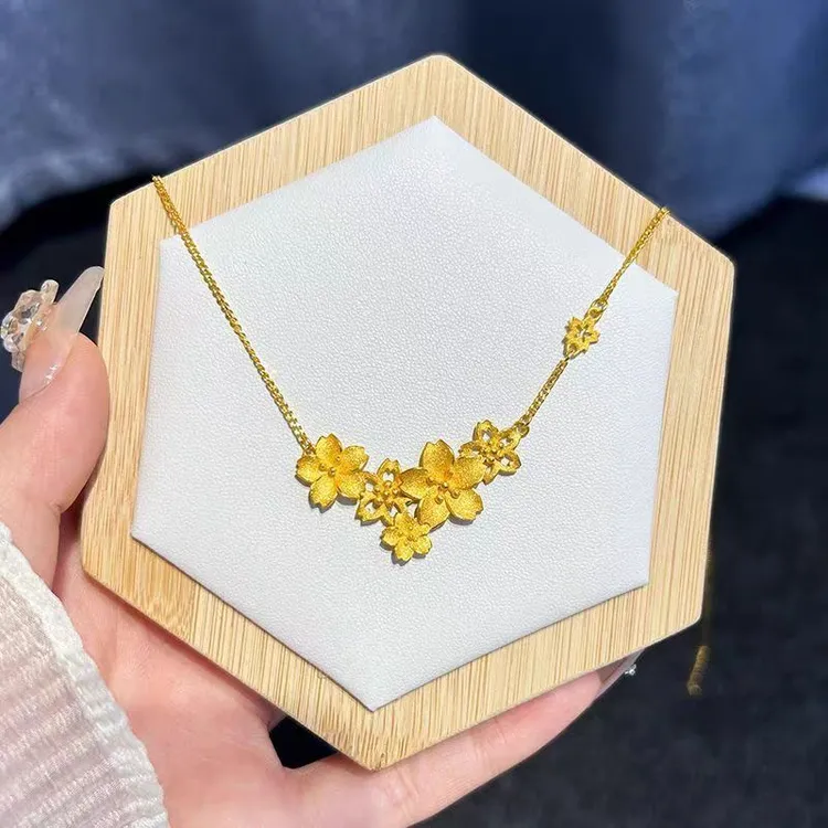 钛钢项链 钛钢不掉色【繁花似锦】高奢金色三生花项链花朵日常百搭X