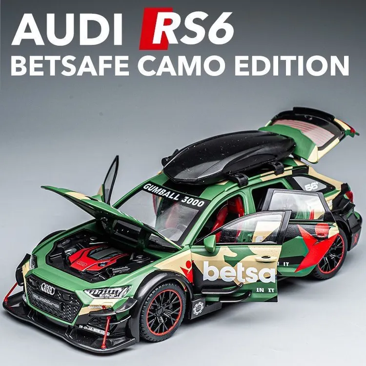 1:24奥迪RS6改装版DTM赛车模型合金男孩声光回力仿真汽车收藏摆件