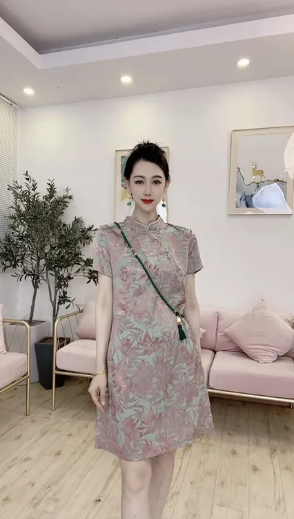 夏季复古提花时尚气质显瘦轻奢改良新中式旗袍单层连衣裙中长款