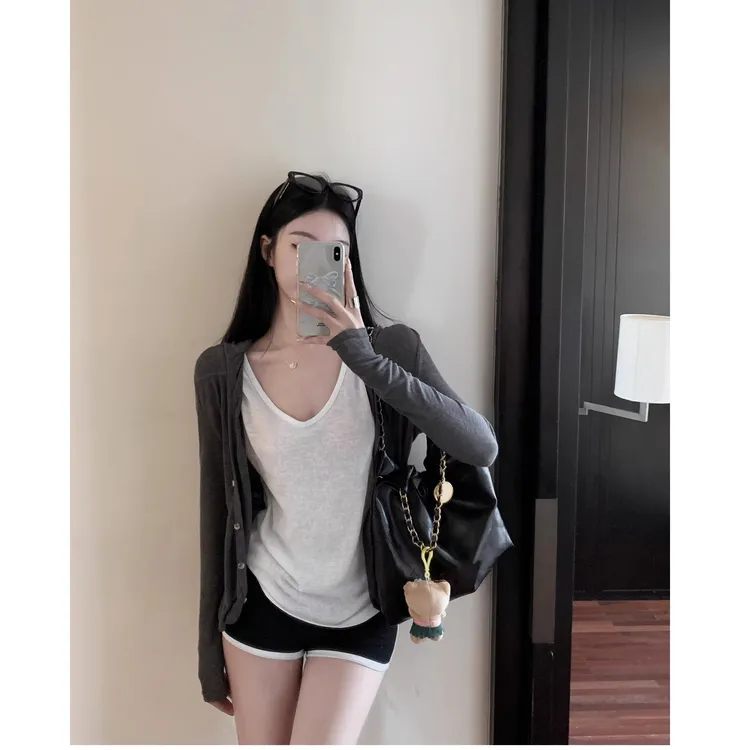 灰色长袖连帽温柔纯欲开衫女夏季空调衫外搭薄款宽松上衣防晒外套