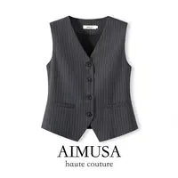 【知识分子风】AIMUSA 25春秋欧洲灰色西装背心马甲女叠穿马夹外套