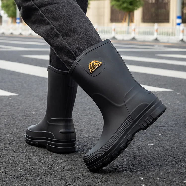 德系中筒雨鞋男款防滑防水靴秋冬加棉洗车工作胶鞋钓鱼水鞋外卖鞋