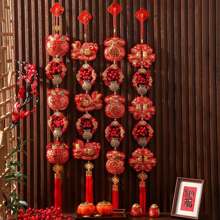 2025蛇年喜庆挂件春节装饰品红果福字挂串室内房门新年挂件喜庆