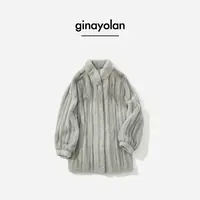 GINAYOLAN/瑾颜【奢系列】可追溯哥本哈根紫标天鹅绒水貂皮草外套