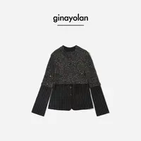 GINAYOLAN/瑾颜【奢系列】意大利进口面料时尚珠片秋冬圆领针织衫