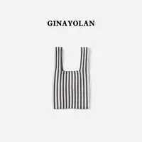GINAYOLAN/瑾颜【设计师系列】意大利进口面料针织条纹时尚手提包