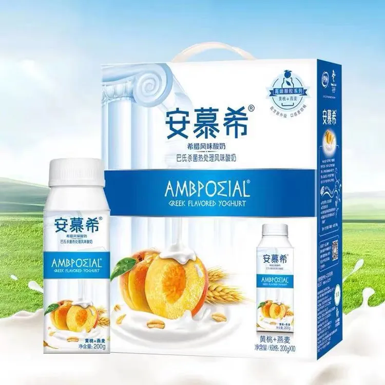 【9月】伊利安慕希黄桃草莓燕麦风味发酵原味常温酸奶200g*10