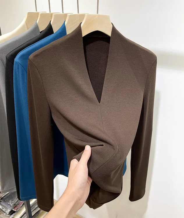 打底衫女秋冬新款修身领长袖恤时尚洋气百搭小衫内搭上衣显瘦气质