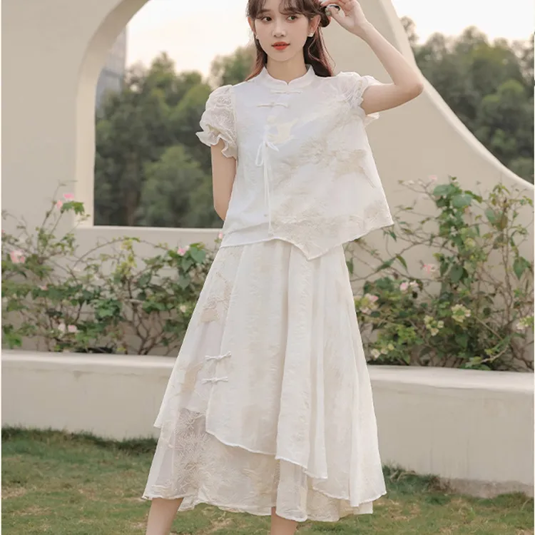 美亦姿国风马面裙套装女夏季2024新款唐装中国风女装改良汉服女装