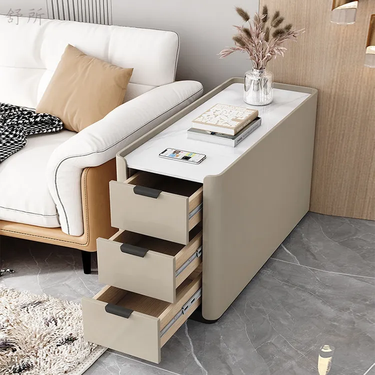 免安装沙发边柜侧边柜轻奢带刹车轮子移动角柜实木多功能客厅家用