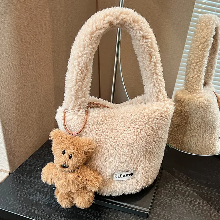 毛绒绒包包女夏季2025新款时尚百搭单肩斜挎包女士手提上班毛毛包